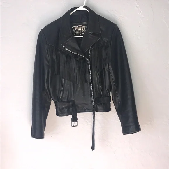 Vintage First Genuine Leather Jacket with Fringe - Picture 2 of 7